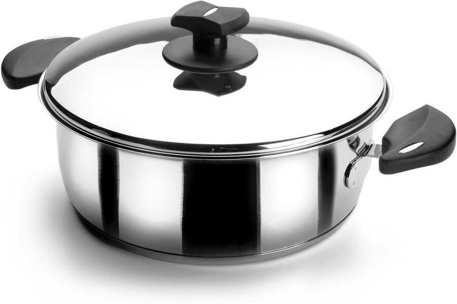 Soeppan Ronde schotel Gerechten bereiden Sandwich thermodifuser bodem 28 cm Zilver