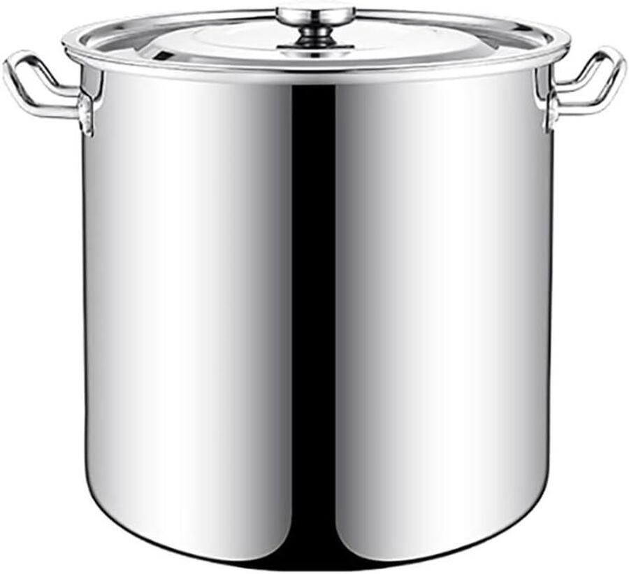 Soeppan RVS Braadpan Inductie Grote Maaltijden Bereiden Verhoogd Anti-Overlooppot 12 Liter Zilverkleurig