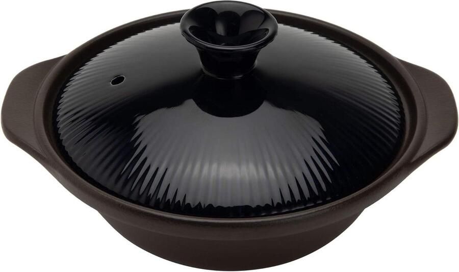 Soeppan Steengoed Stoofpot Pan Langzaam Koken Open Vlam Geschikt 6.5 Liter Marineblauw Gestreept