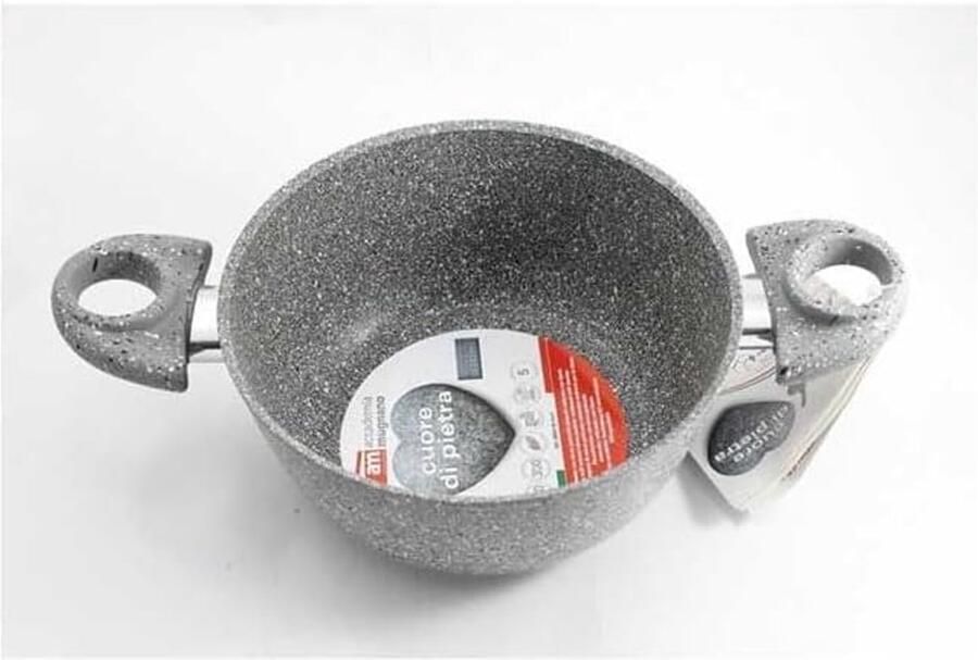 Soeppan Steenlook Kookpan Gietijzerlook Langzaam Koken Titanium Anti-aanbaklaag 24 cm Zwart