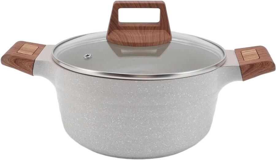 Soeppot Dubbele Oren Kookpan Antiaanbak Thuis Koken Snelle Verwarming 24 cm Wit