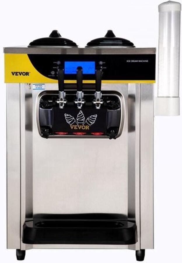 Softijsmachine Commercieel 22-30 L U 2200 W Vermogen 3 Smaken Tafelmodel Catering IJsmachine