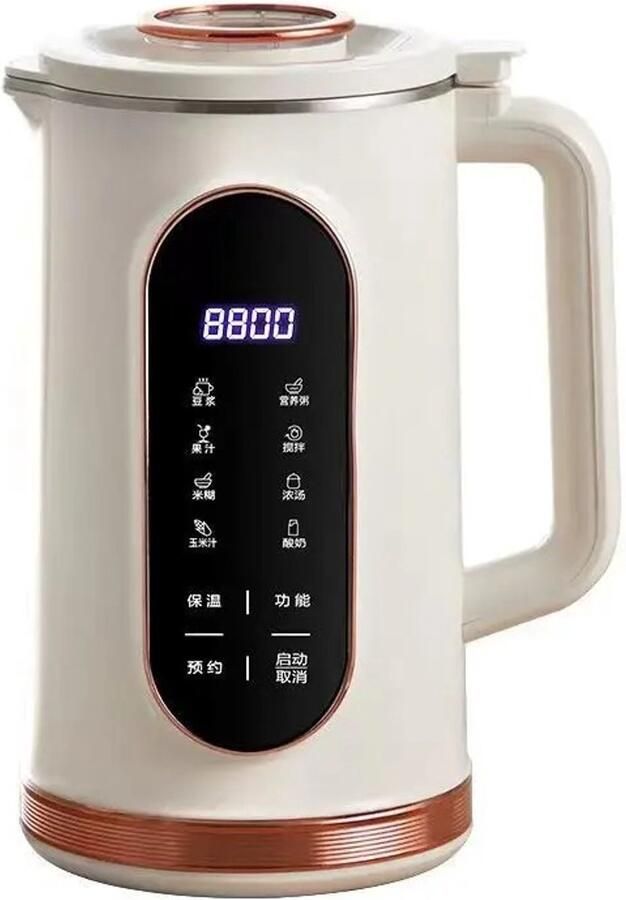 Sojamelk Maker 1 5L – Multifunctionele Blender & Soepmaker – 10 Messen RVS – Touchscreen – Zelfreinigend – Timer tot 12 uur – Warm & Koud Functie