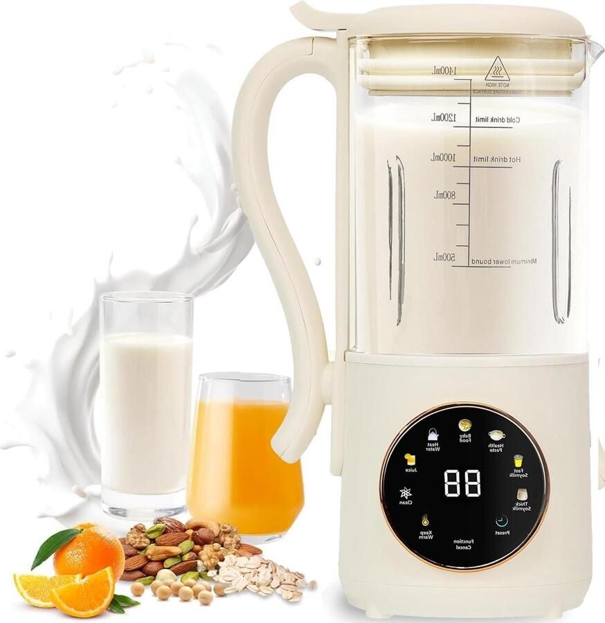 Sojamelk Maker Plantaardige Melk Zelf Melk Maken 8-in-1 Multifunctioneel 1400 ml Transparant