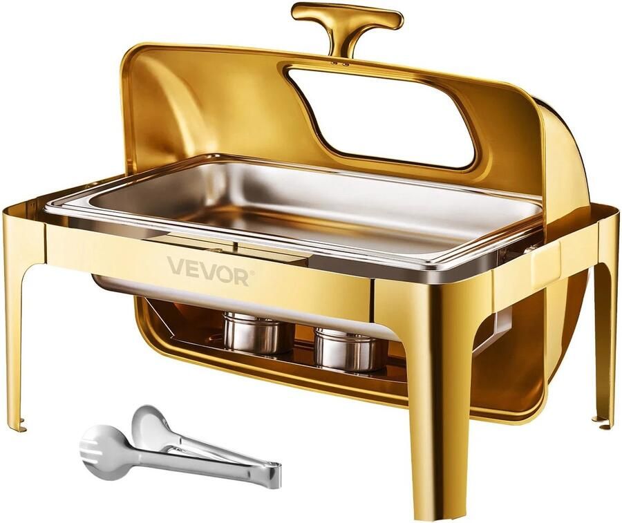 Solayne Food Warmer Cateringschaal met deksel Voedsel verwarmer Food heater Buffetstandaard Buffet & Catering Goud