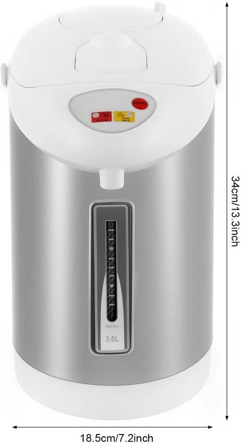Solayne Waterkoker Met temperatuurregeling Heetwaterdispenser Roestvrijstaal 3L Ideaal voor kantoor of hotel Wit Ziler