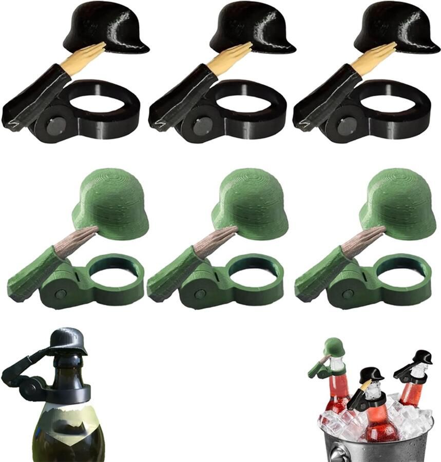 Soldaat Salut Bierfleshelm 6 Stuks Bierflesdoppen Vintage Stijl Bierflessen Herbruikbaar Stofbestendig Feestflesdoppen Grappige Flesopener & Decoratieve Flesdop Geschikt Voor BBQ Feesten En Bars
