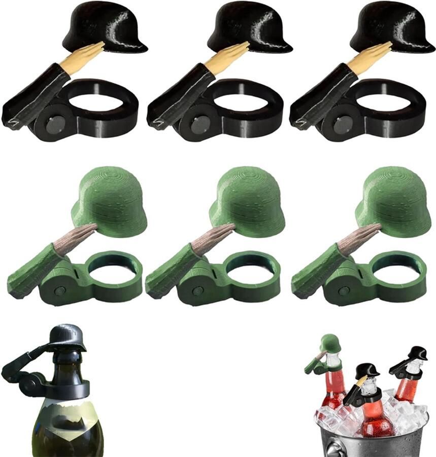 Soldaat Salut Bierfleshelm 6 Stuks Bierflesdoppen Vintage Stijl Bierflessen Herbruikbaar Stofbestendig Feestflesdoppen Grappige Flesopener & Decoratieve Flesdop Geschikt Voor BBQ Feesten En Bars