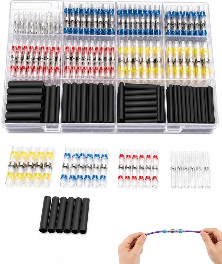 Soldeerverbinders met krimpslang 320 stuks. Waterdichte kabelverbinders transparant & IP67 voor auto en marine vaste afdichting en montage