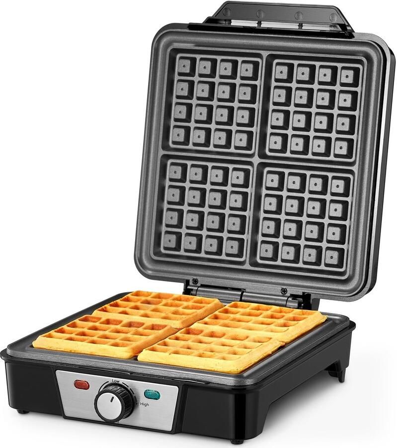 Solidchoice 1200W Wafelijzer met 4 Snijders en Antikleef Coating