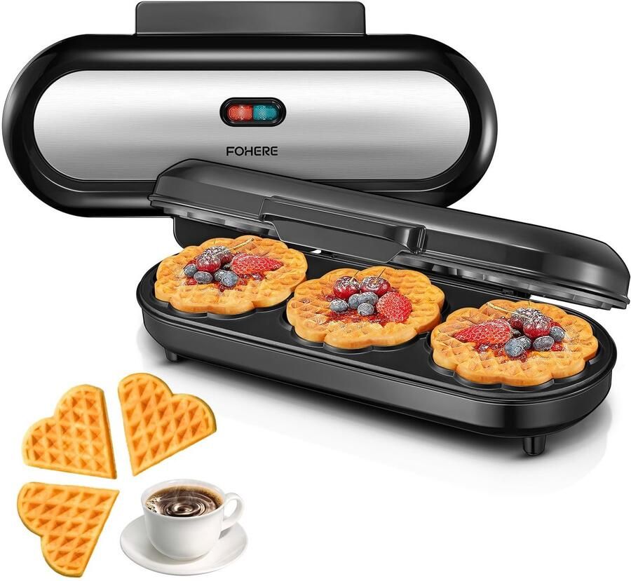 Solidchoice 1200W Wafelijzer voor 15 Hartvormige Wafels