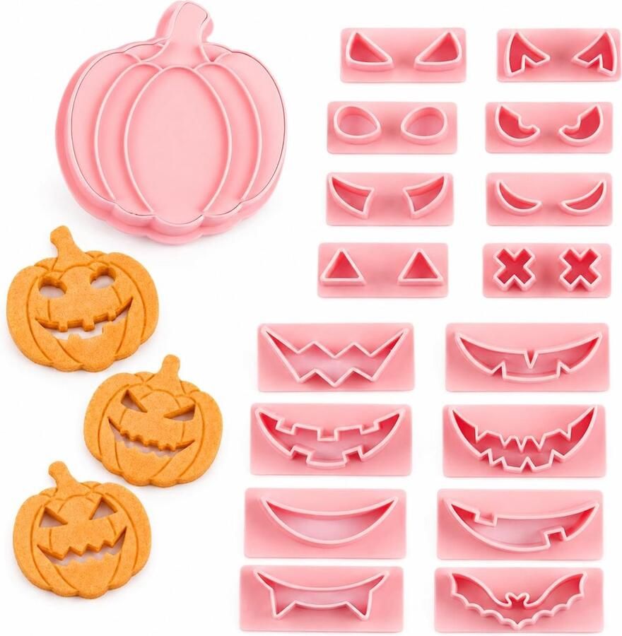 Solidchoice 14-delige Halloween Koekjesuitsteekset met Pompoenontwerpen