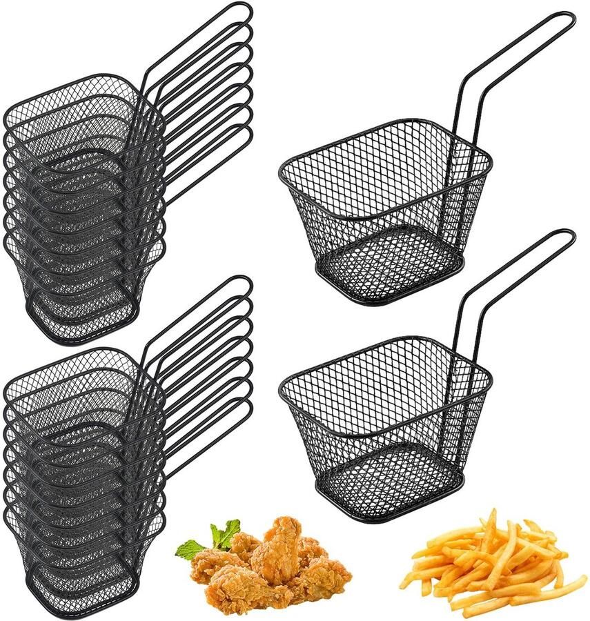 Solidchoice 16-delige Set Mini Frituurmandjes van RVS