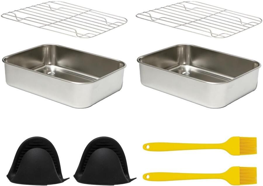 Solidchoice 2-delige Roestvrijstalen Airfryer Braadpanset met Accessoires