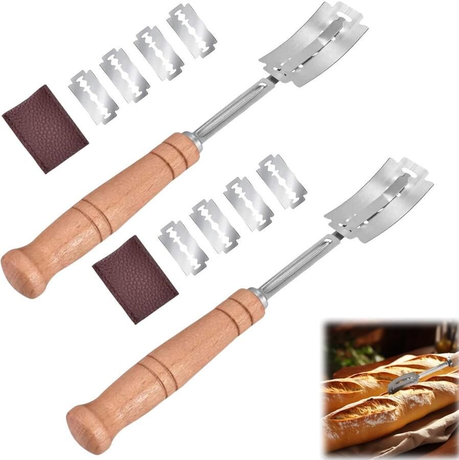 Solidchoice 2 Stuks Broodsnijder met Houten Handvat