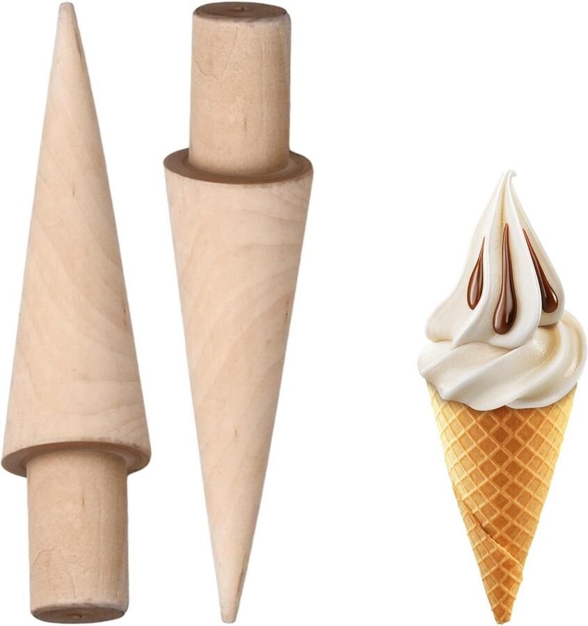 Solidchoice 2 Stuks Houten Wafelkegelrollers voor het Maken van IJshoorntjes en Wafels