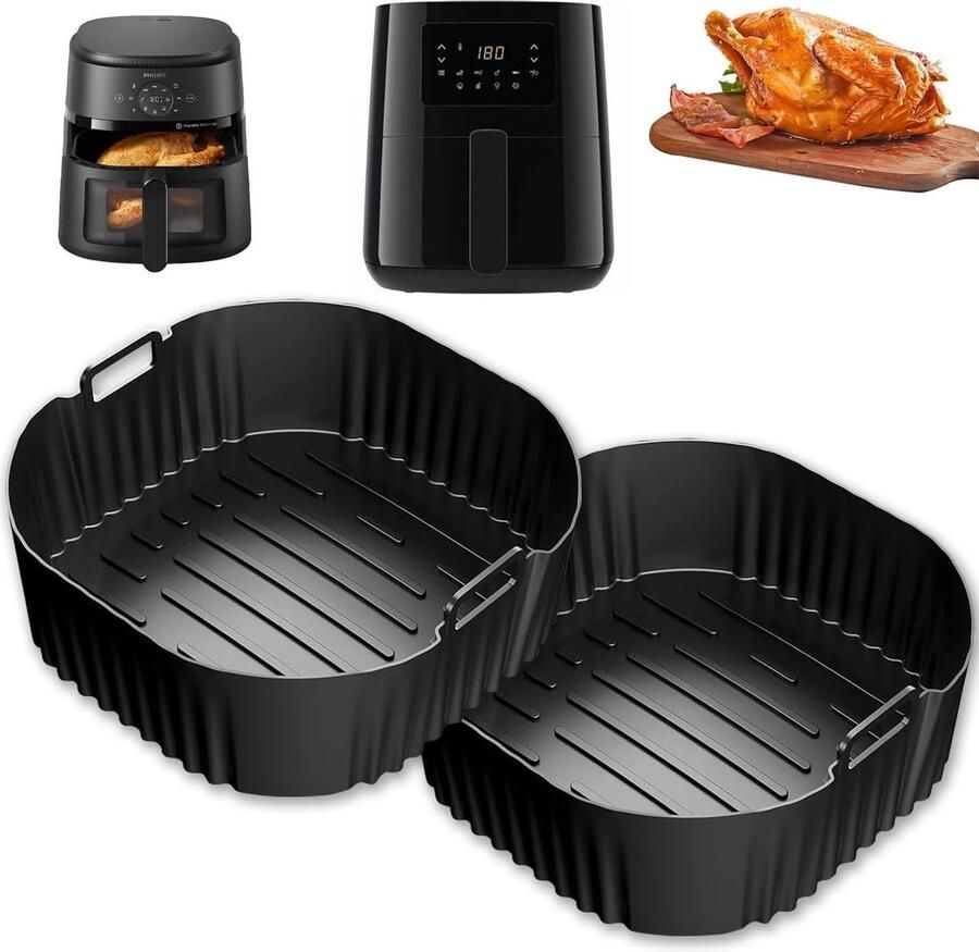 Solidchoice 2 Stuks Silicone Air Fryer Liners voor 4L Modellen