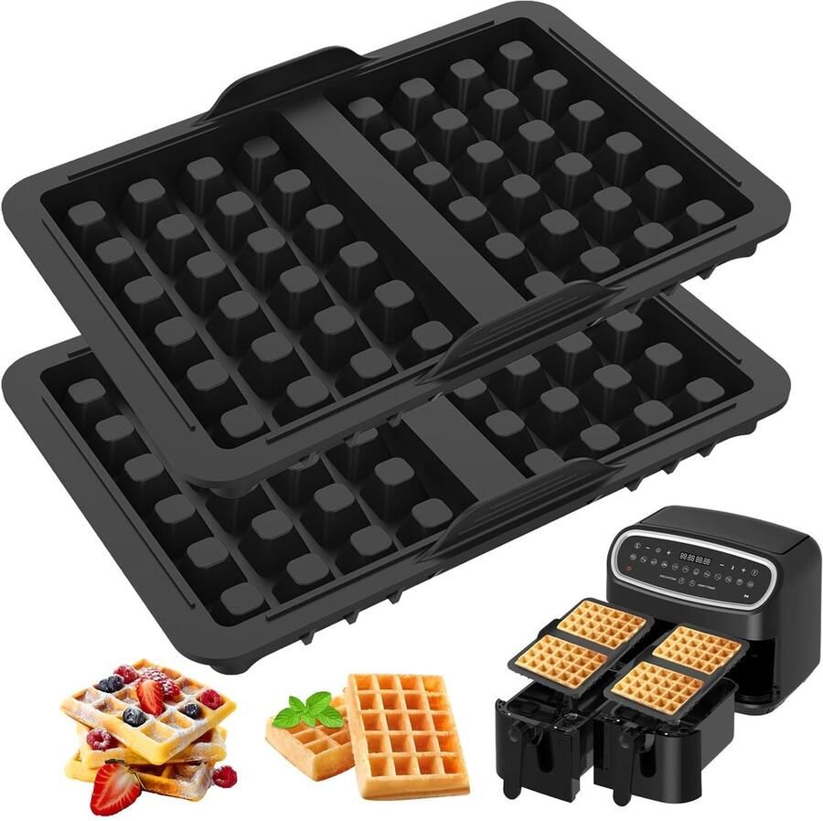 Solidchoice 2 Stuks Siliconen Wafelvormen voor Air Fryer Geschikt voor Belgische Wafels