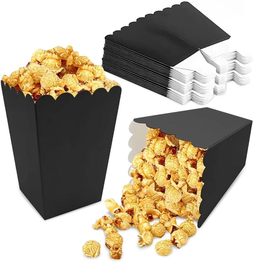 Solidchoice 24 Stuks Retro Popcorn Dozen voor Feestjes en Filmavonden