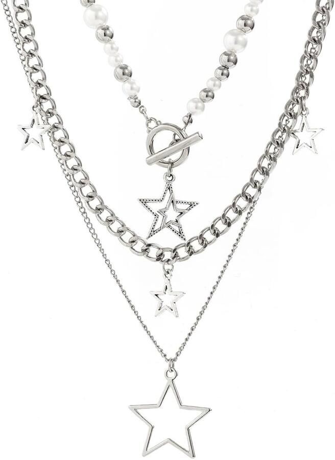 Solidchoice 3-delige Sterren Halskettingset voor Trendy Look