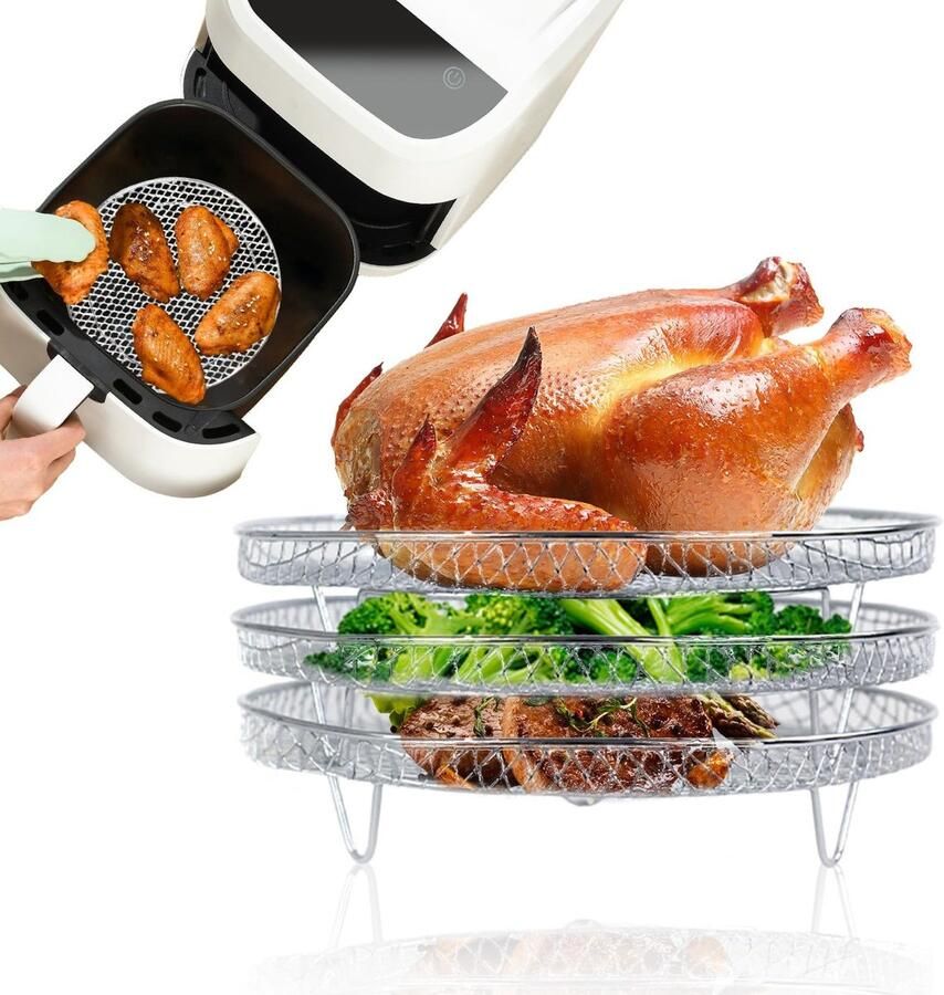 Solidchoice 3-PACK RVS Air Fryer Racks voor Optimaal Koken