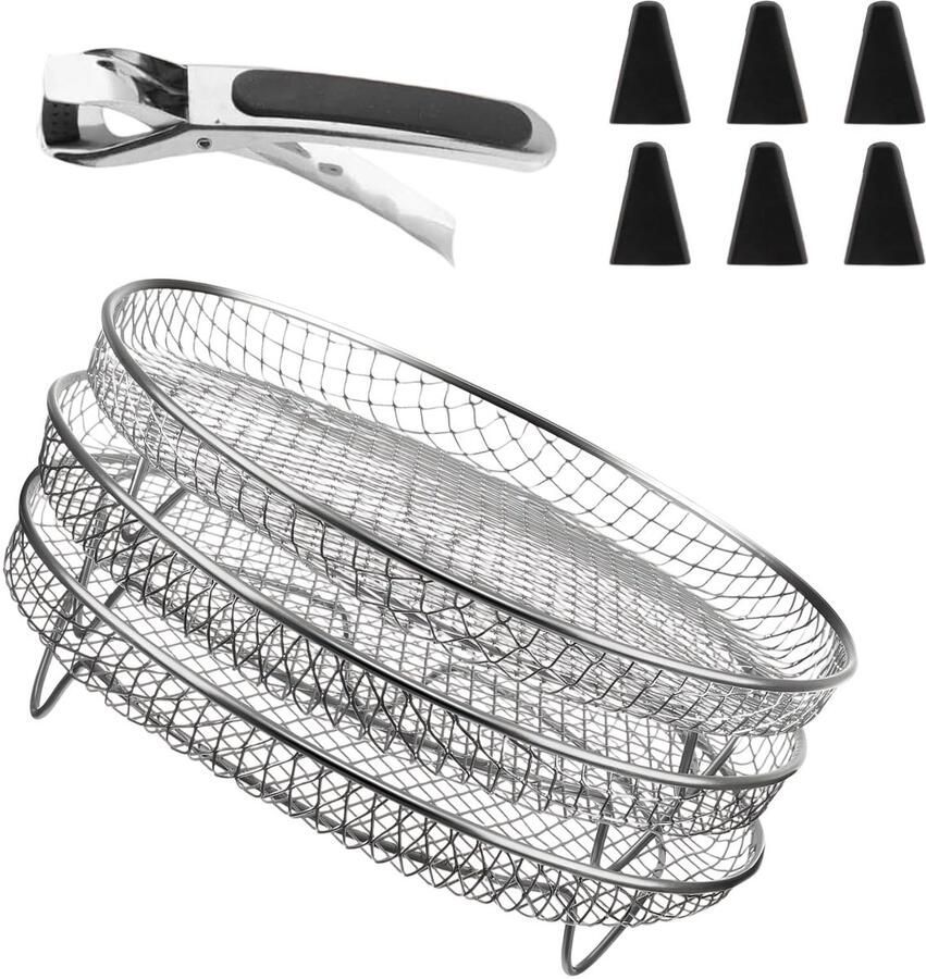Solidchoice 3 Stuks Ronde Air Fryer Baskets met Antislip