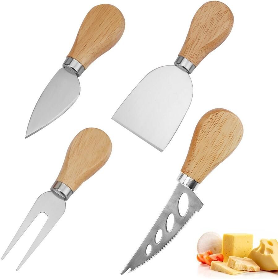 Solidchoice 4-Delige Kaasgereedschapset met Houten Handgrepen