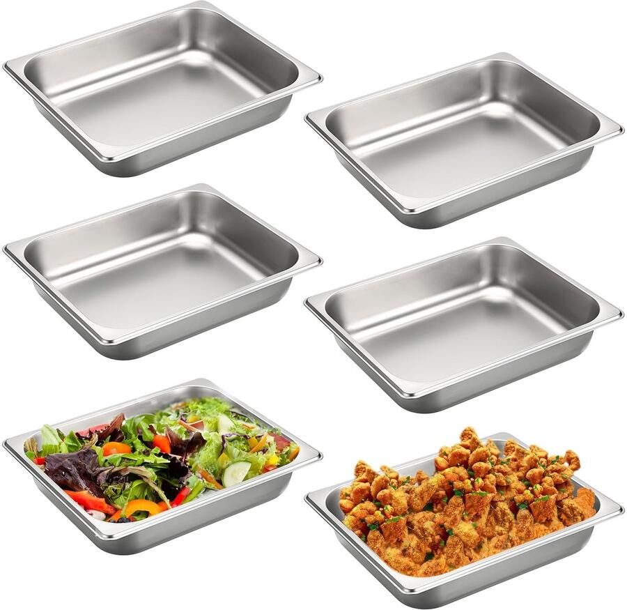 Solidchoice 6 Stuks RVS Gastronormcontainers voor Voedsel