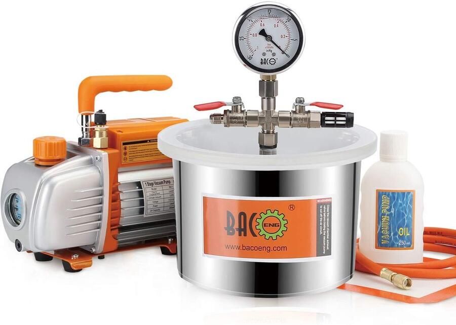 Solidchoice 6.8L Vacuüm Chamber met Vacuum Pomp en Drukmeter