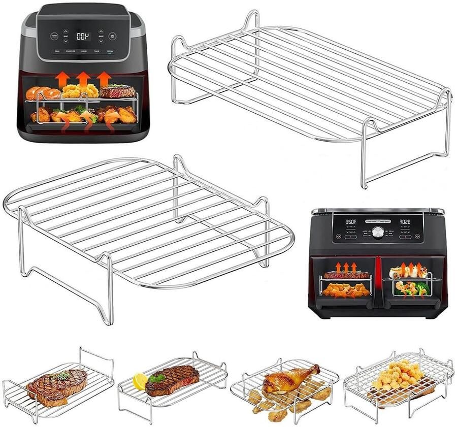 Solidchoice Air Fryer Accessoires van RVS voor Dual Zone