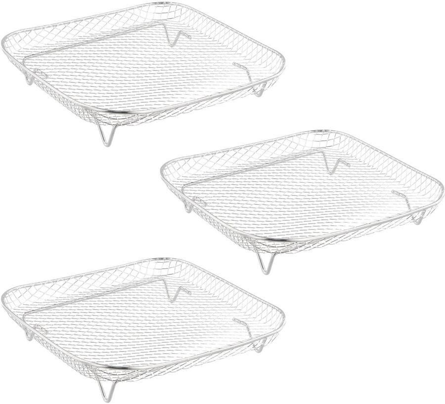 Solidchoice- Airfryer Mand 3-Lagen Roestvrij Staal Airfryer Accessoires Stapelbaar Efficiënt Koken Makkelijk Schoon te Maken Air Fryer Accessoires