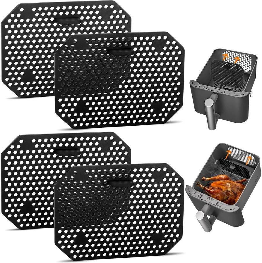 Solidchoice- Anti-spat Rooster 4 Stuks Siliconen Hittebestendig Voor Air Fryer Ninja 11 5 × 8 5 cm Verlengt levensduur apparaat Spatbescherming