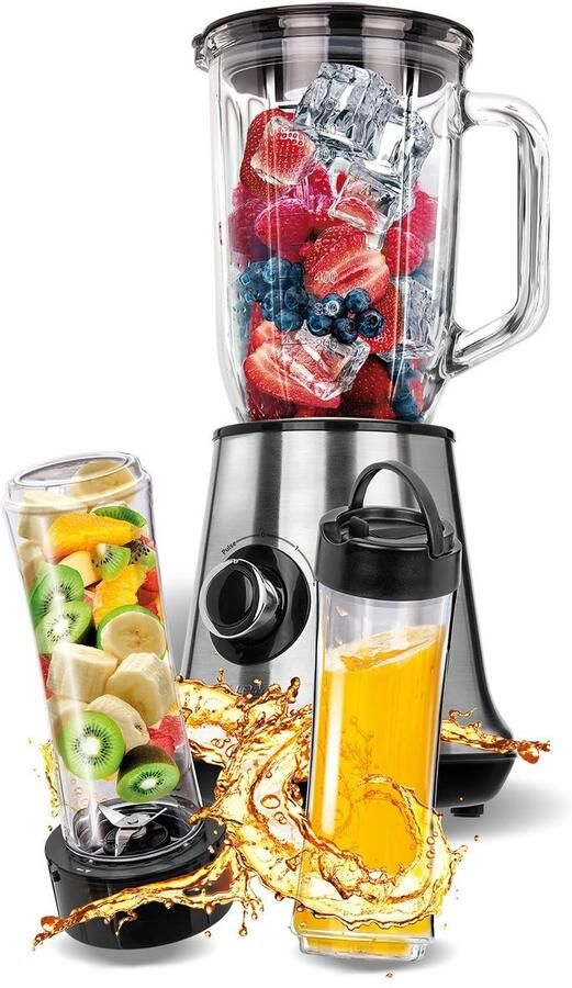 Solidchoice Blender met 1 Litre Inhoud en 2 Smoothieflessen