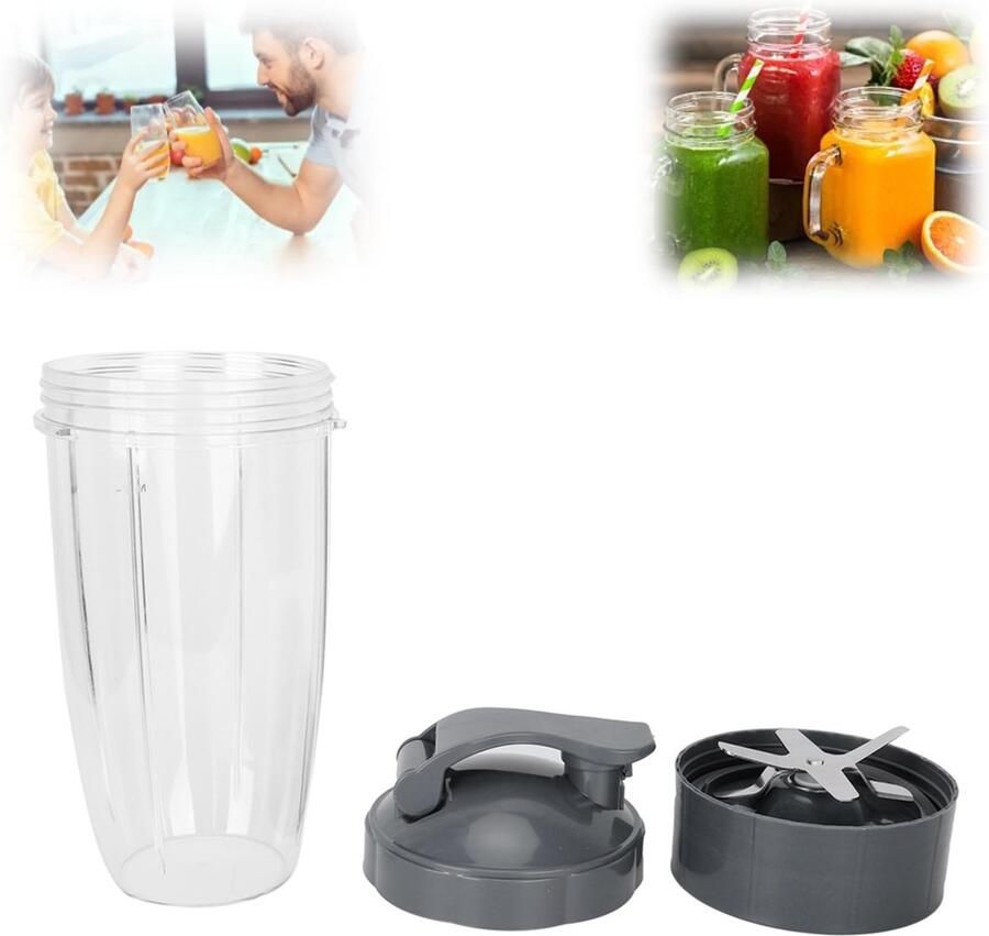 Solidchoice- Blenderbeker 32OZ Vervangende Onderdelen Clamshell Flip-deksel Juicer Accessoire Blender Toebehoren BPA-vrij en Roestvrij Staal Juicerbeker