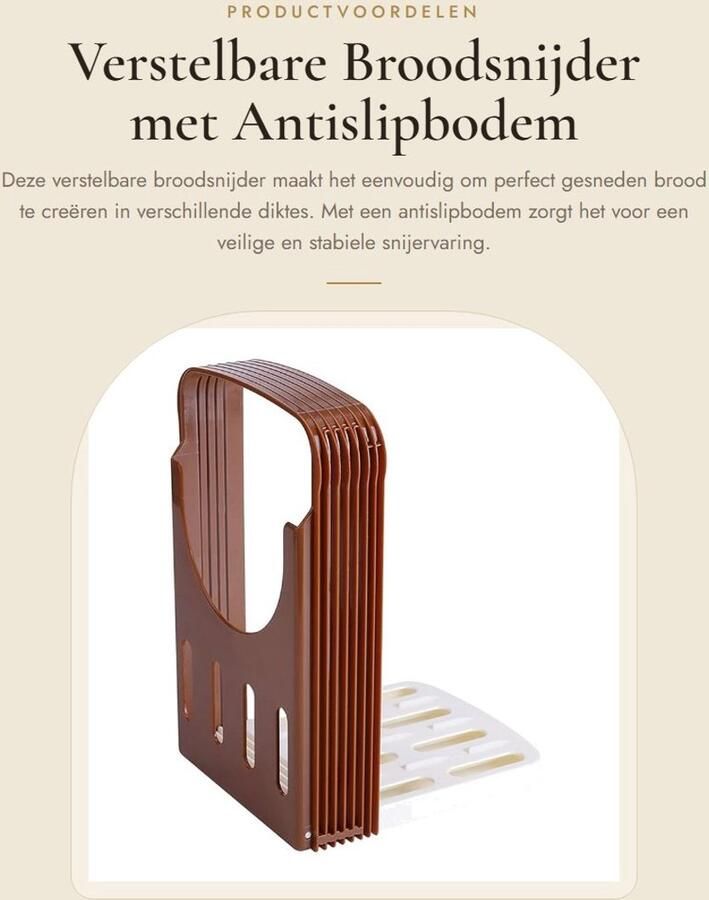 Dailygoods- Broodsnijder Verstelbaar 4 Diktegeleiders Antislipbodem Opvouwbaar Hoogwaardig ABS Temperatuurbestendig Snijden van Brood Ham Kaas Groenten Broodsnijmachine