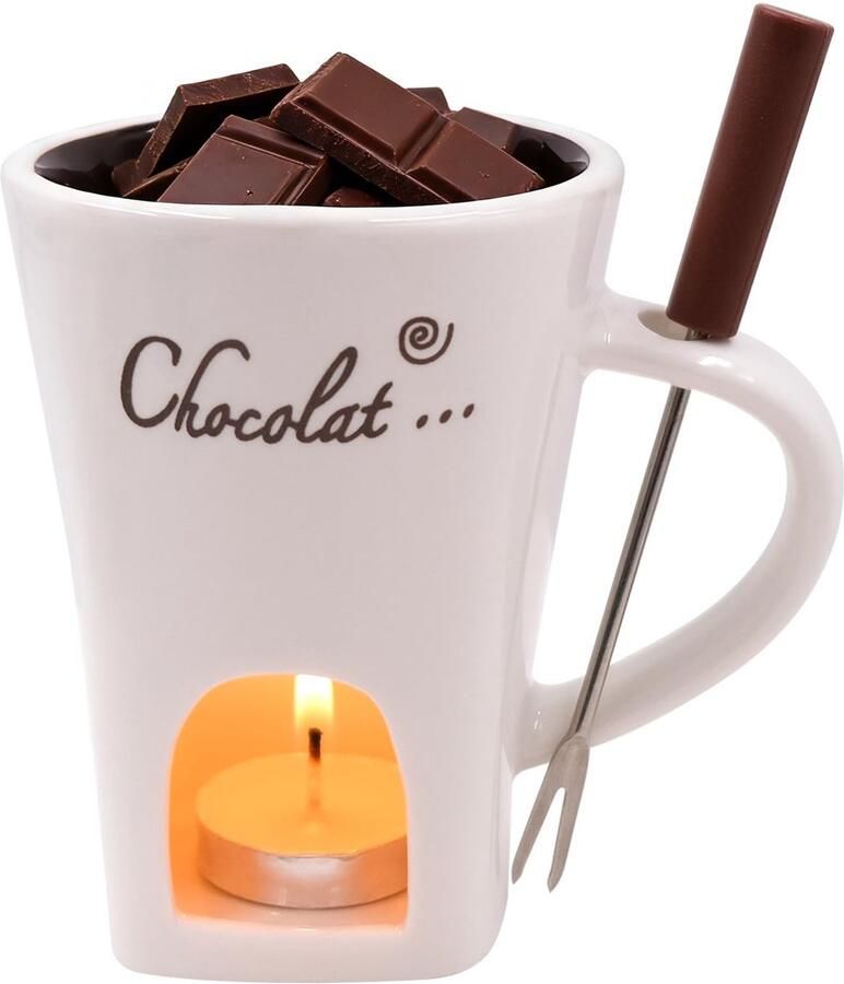 Solidchoice Ceramic Chocolade Fondue Mug met Theelicht