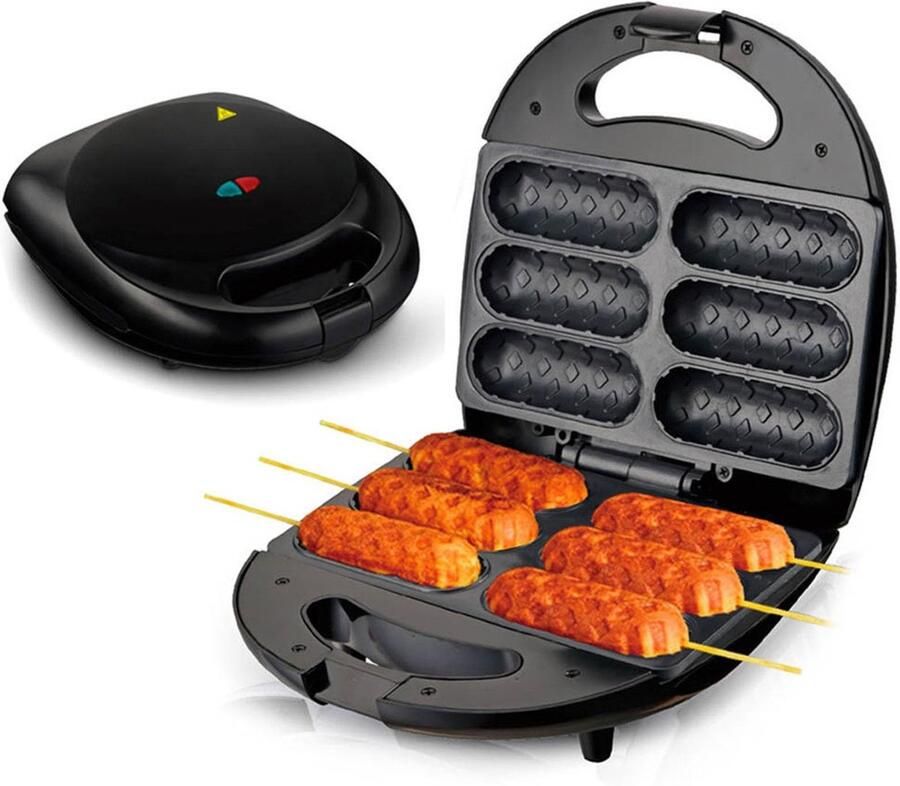Solidchoice Corn Dog Maker Machine met 6 Gaten en Dubbelzijdige Verwarming