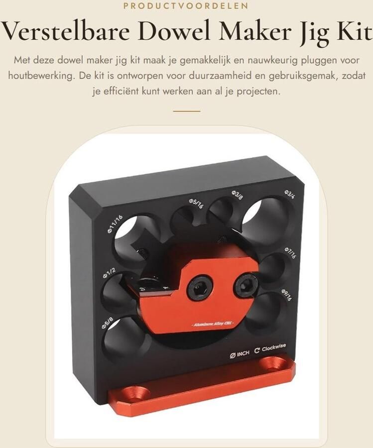 Dailygoods- Dowel Maker Jig Duurzaam Verstelbare Plug Machinemal Hardmetalen Inzetstukken Wegwerpzaagblad Comfortabel Gebruik 8 Draaigaten Houtbewerkingstool