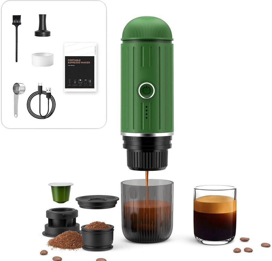 Solidchoice Draagbare Espresso Machine met Oplaadbare Batterij (Groen)