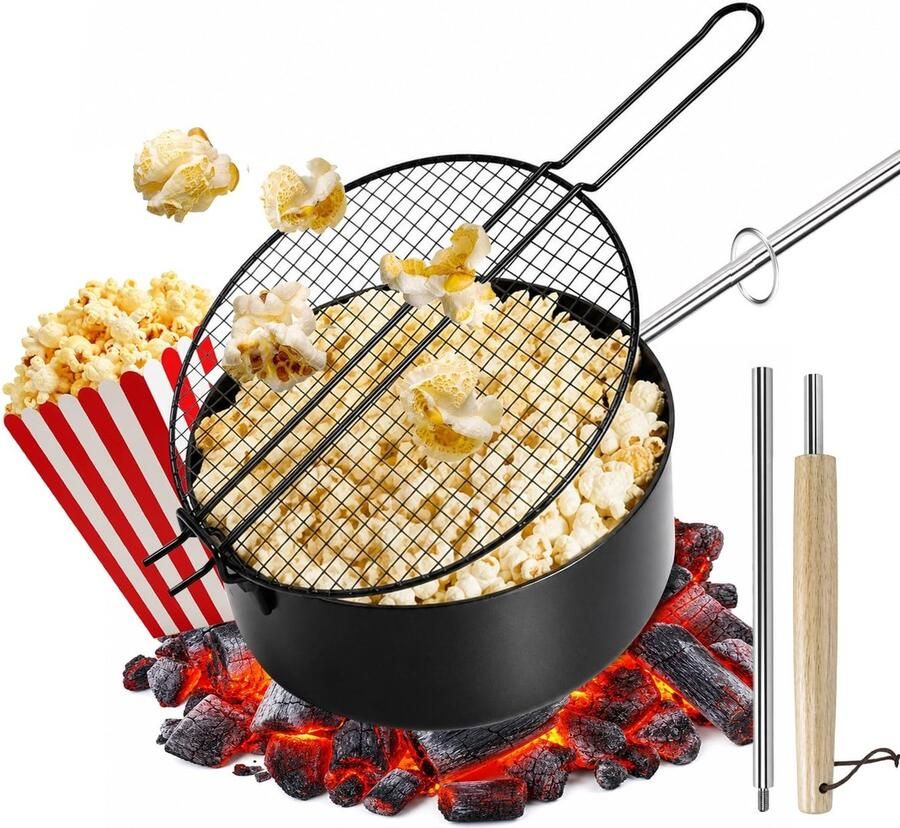 Solidchoice Draagbare Popcornpan met Lange Handgreep