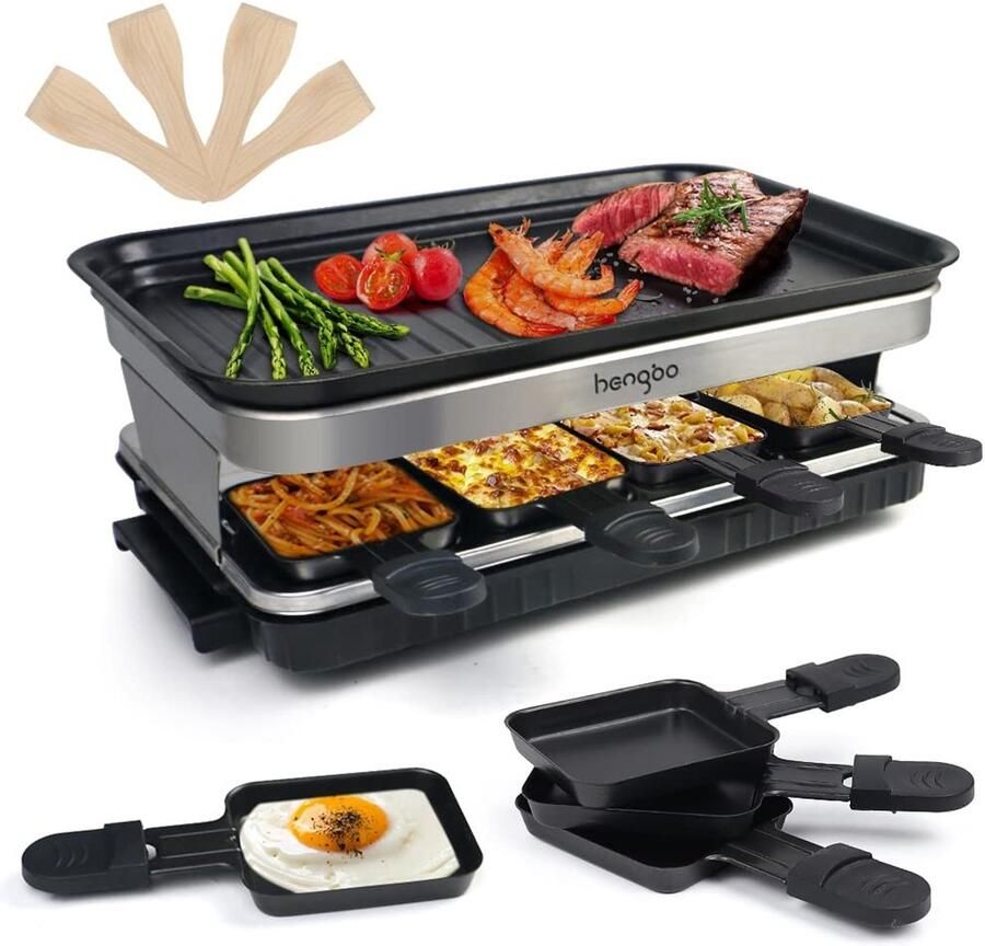 Solidchoice Elektrische Raclette Grill voor 6-8 Personen met Mini Pannen