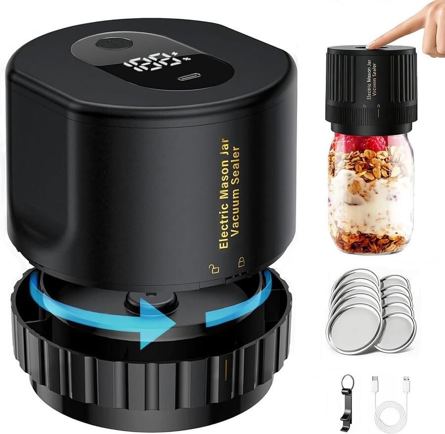 Solidchoice Elektrische Vacuüm Sealer met 10 Lids voor Voedselbewaring