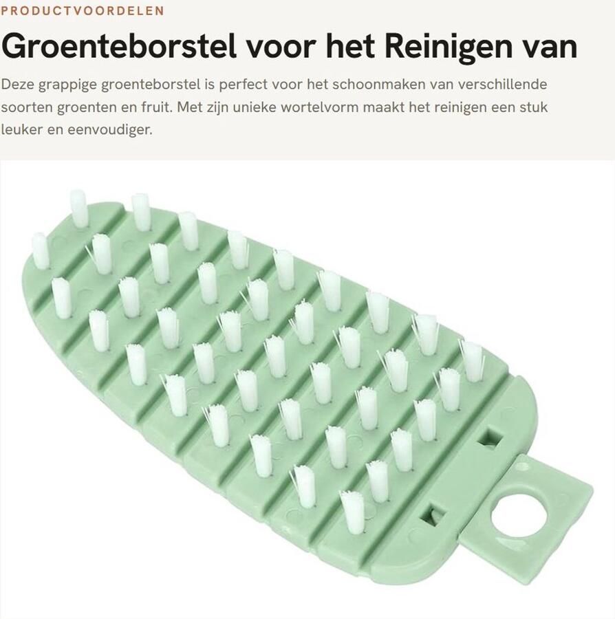 Solidchoice- Groenteborstel Schattig Keukengerei Aardappelborstel Vouwbaar PP PE 14 x 6 cm Lichtgewicht 44 g Schoonmaakborstel