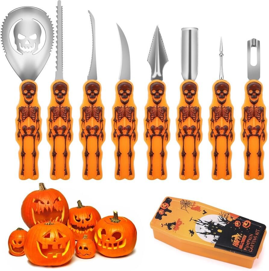 Solidchoice Halloween Pompoen Snijden Kit met 8 Stalen Gereedschappen