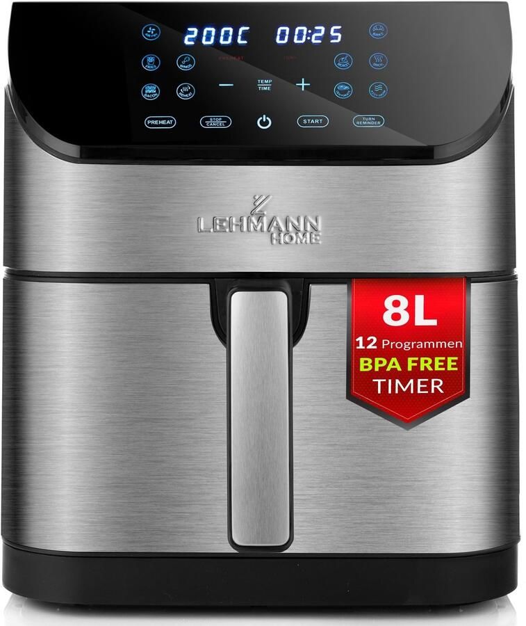 Solidchoice Heteluchtfriteuse 8L met Temperatuurregeling en Timer