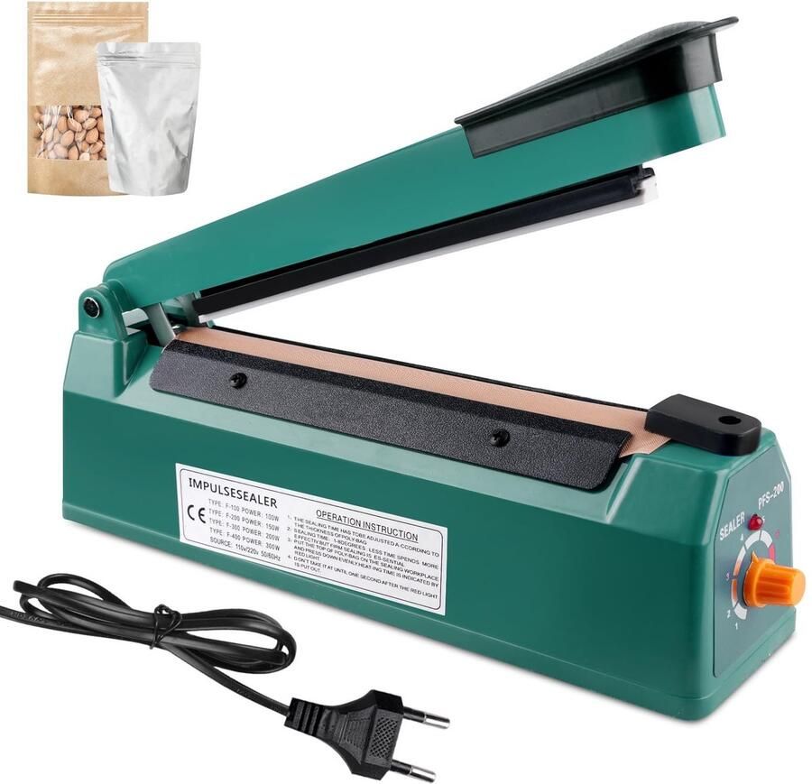 Zakken Sealer Hitte Sealer Voedsel Verpakken 8-Staps Temperatuurregeling 200mm Laslengte