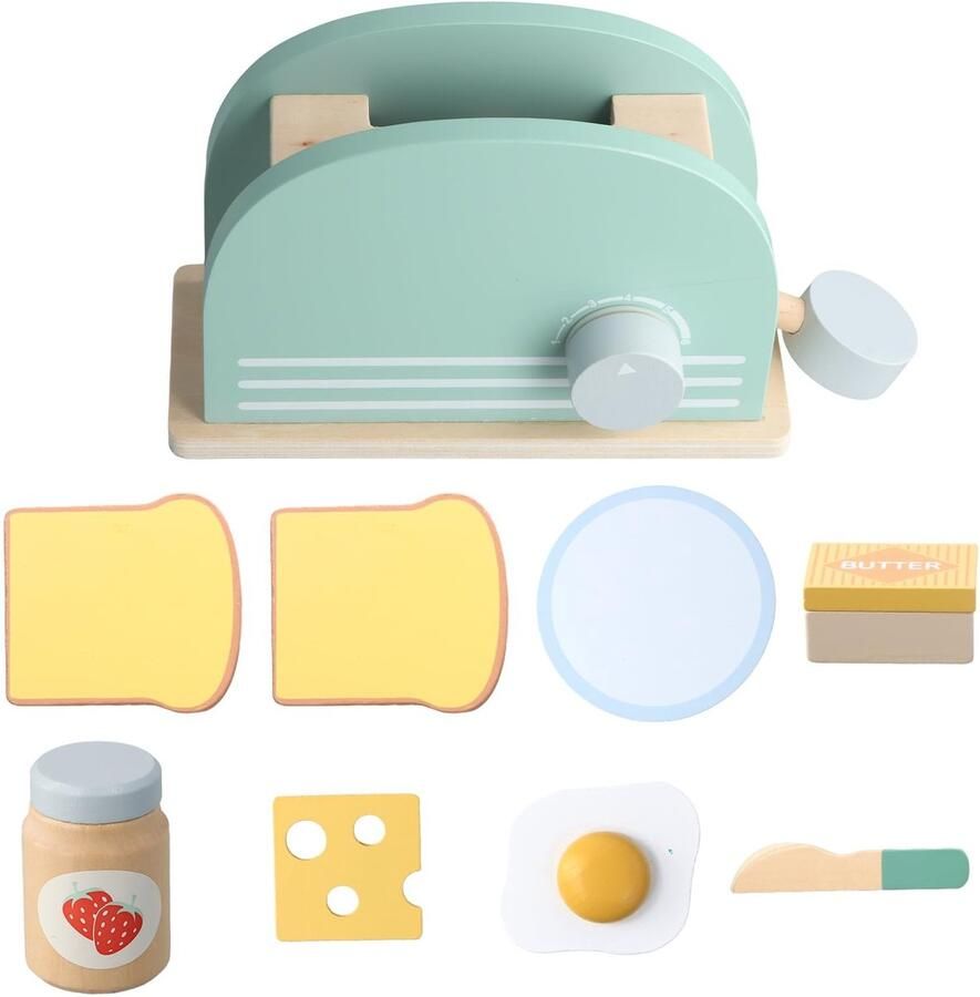 Solidchoice Houten Kinderkeuken Accessoires Set met Broodrooster