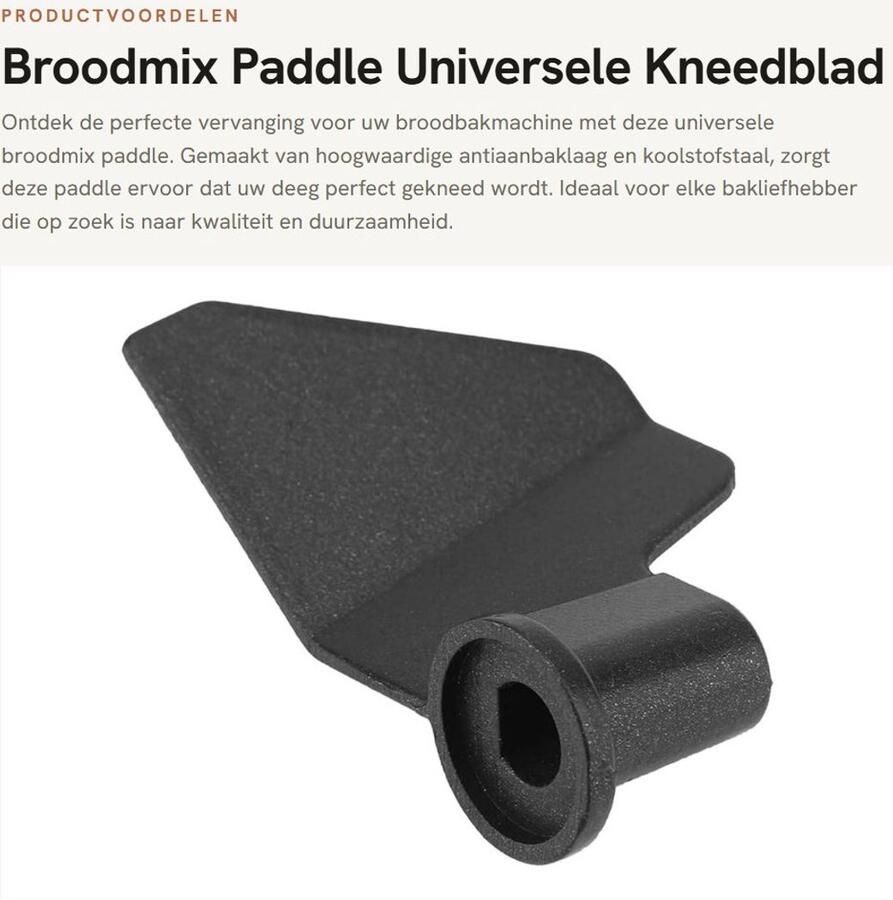 Solidchoice- Kneedblad Vervanging Universele Antiaanbak Kneedblad Broodmix Paddle Duurzaam Koolstofstaal Lichtgewicht en Gemakkelijk Schoon te Maken Broodbakaccessoire - Foto 1