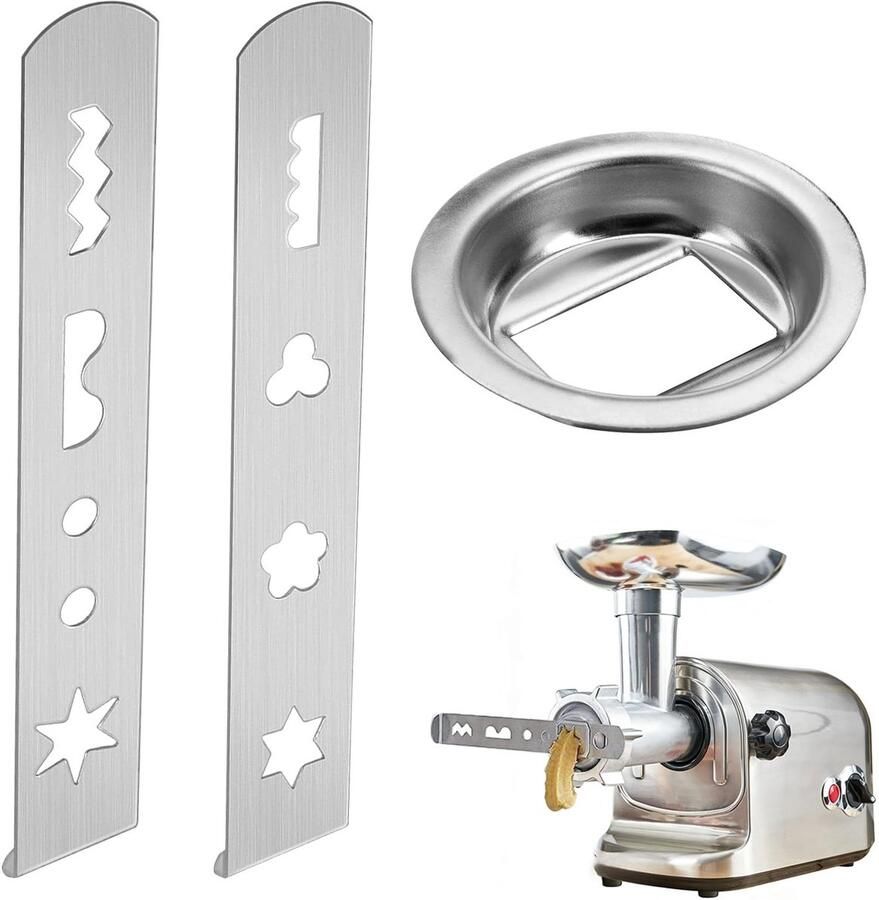 Dailygoods Koekjespers set 2 vormen en 1 opzetstuk voor vleesmolen geschikt voor Mum4 Mum5 vleesmolen bakaccessoires