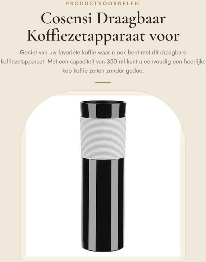Solidchoice- Koffiezetapparaat Draagbaar 350 ml Compact Elektrisch Handmatig Lichtgewicht Voedselveilig PP-kunststof Reiskoffiemok